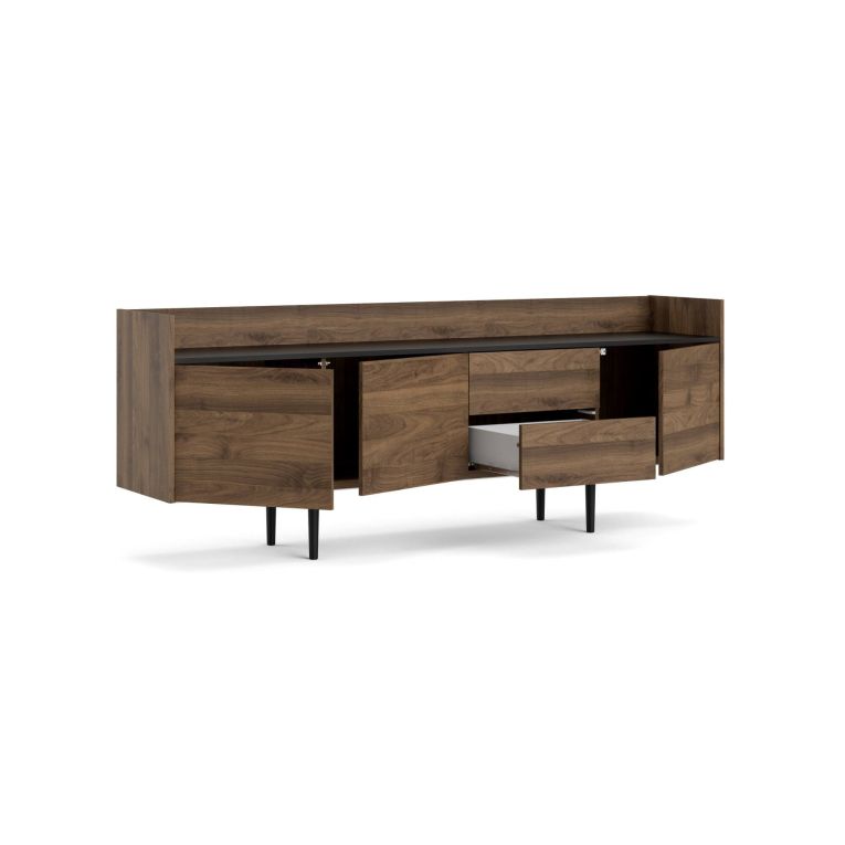 Credenza Alexandrine, Buffet da soggiorno, Madia da salotto, Dispensa da cucina, 196x40 h73 cm, Noce