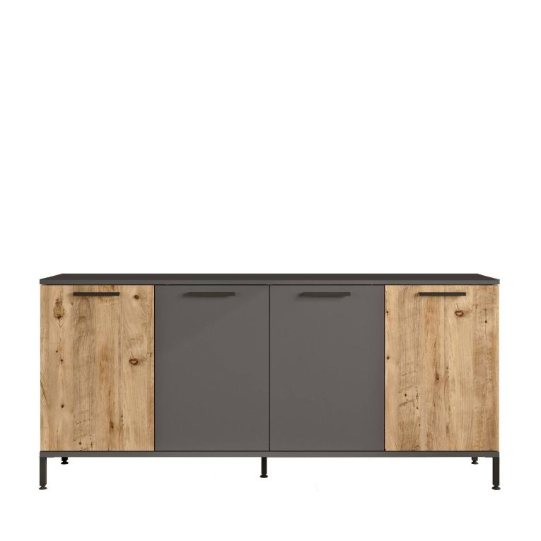 Credenza Alfrick, Buffet da soggiorno, Madia da salotto, Dispensa da cucina, 160x40 h72 cm, Quercia e Antracite