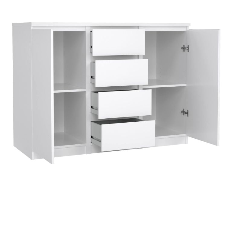 Credenza Alix, Buffet da soggiorno, Madia da salotto, Dispensa da cucina, 121x50 h91 cm, Bianco