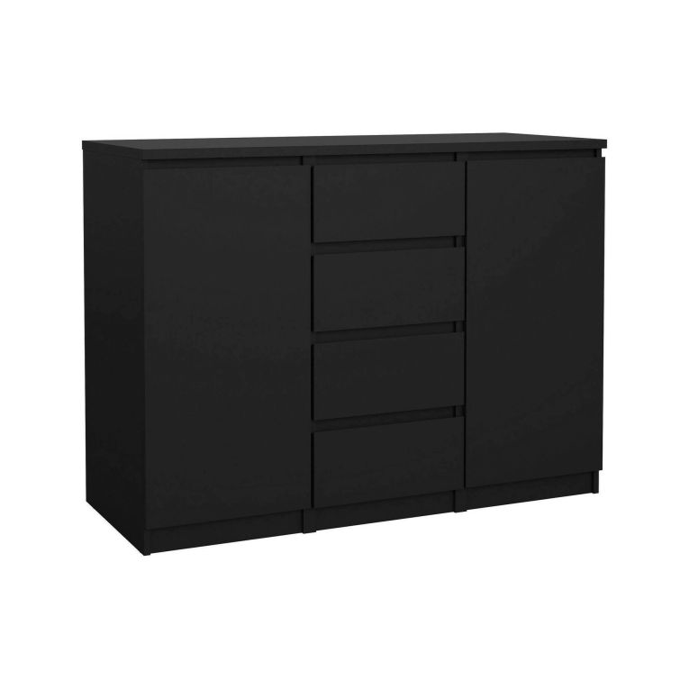 Credenza Alix, Buffet da soggiorno, Madia da salotto, Dispensa da cucina, 50x121 h91 cm, Nero