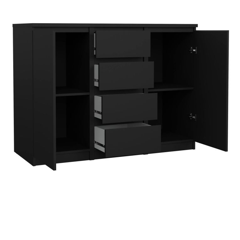 Credenza Alix, Buffet da soggiorno, Madia da salotto, Dispensa da cucina, 50x121 h91 cm, Nero