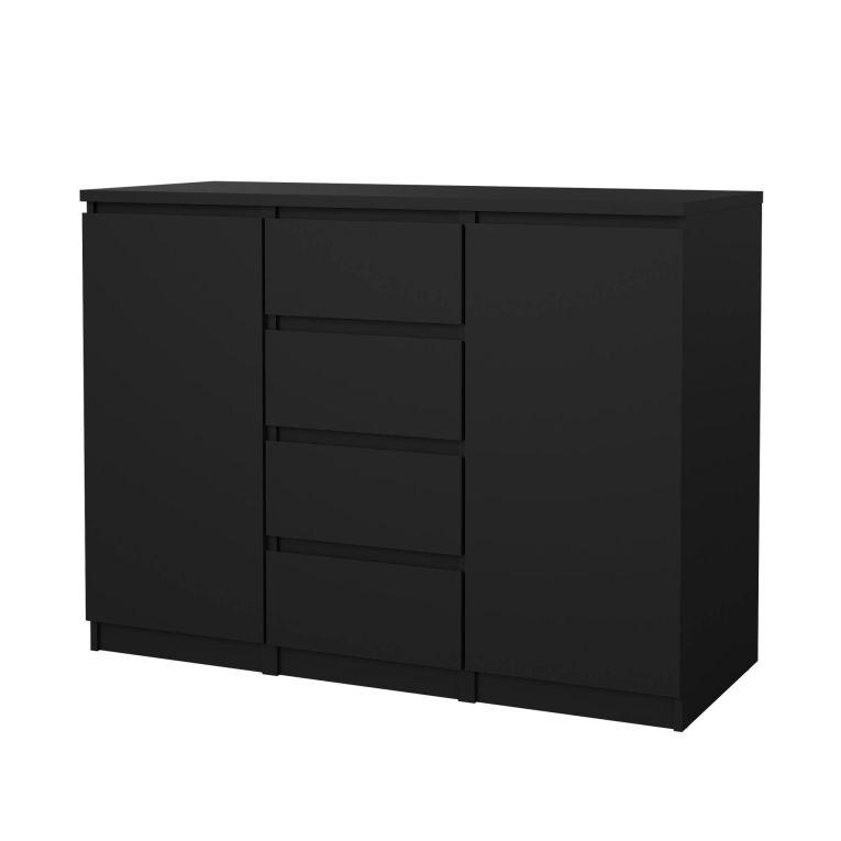 Credenza Alix, Buffet da soggiorno, Madia da salotto, Dispensa da cucina, 50x121 h91 cm, Nero