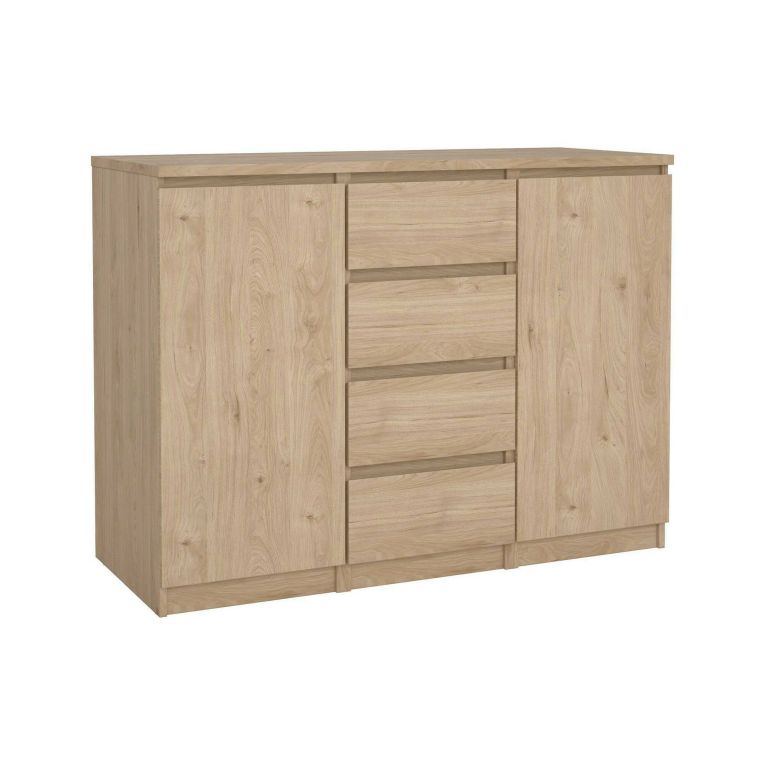 Credenza Alix, Buffet da soggiorno, Madia da salotto, Dispensa da cucina, 50x121 h91 cm, Rovere