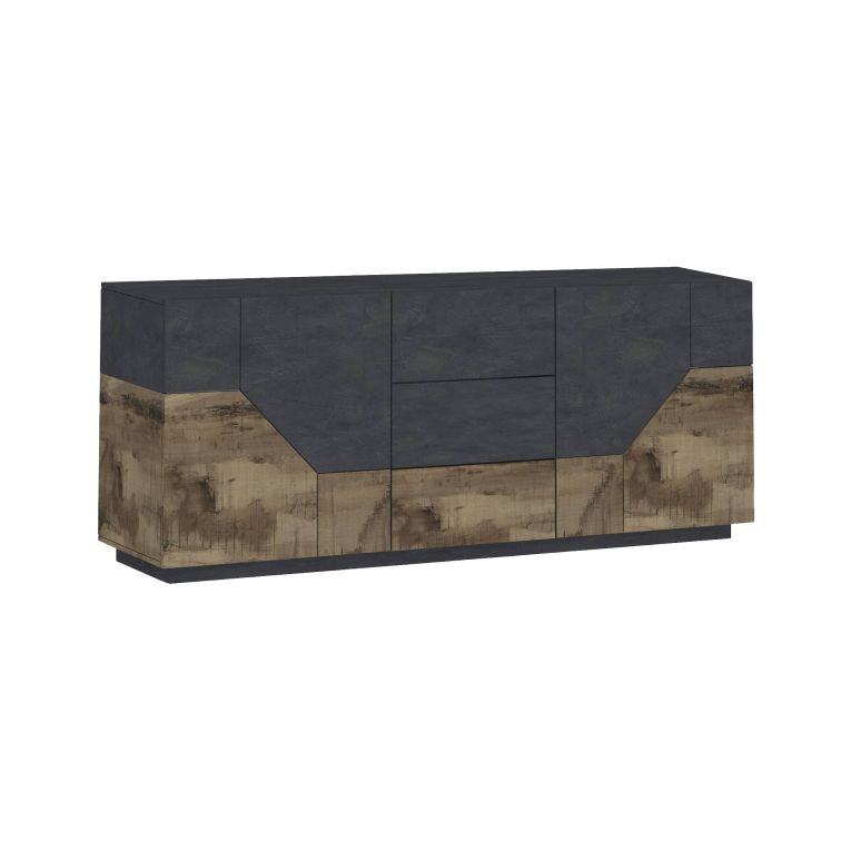 Credenza Almira, cm 220x43h86, Ardesia e Acero