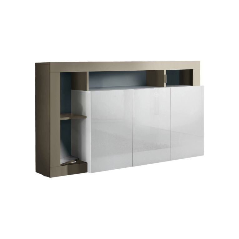 Credenza Alserio, Buffet da soggiorno, Madia da salotto, Dispensa da cucina, Made in Italy, 146x42 h93 cm, Bianco