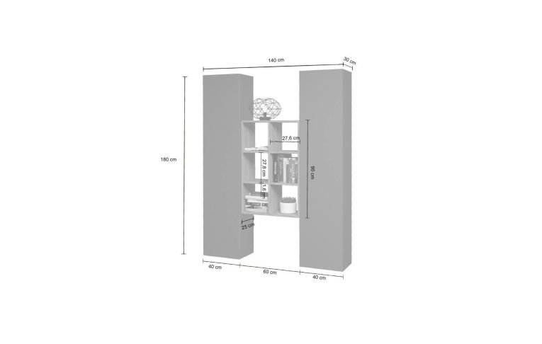 Credenza alta antracite e acero 40x30x180h cm 2 ante - Danila
