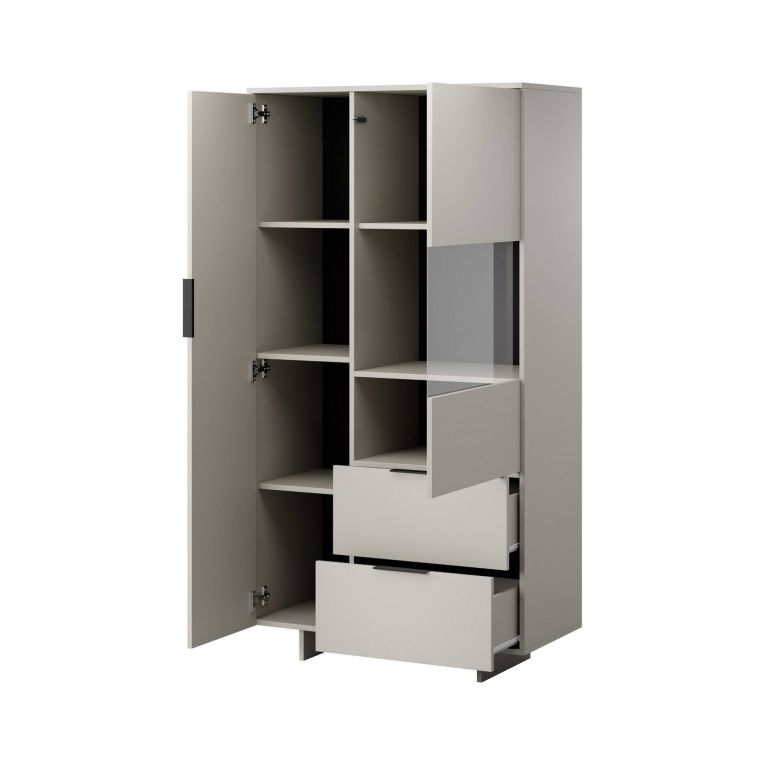 Credenza alta beige 90x41x170h cm 2 ante e 2 cassetti - Rimella