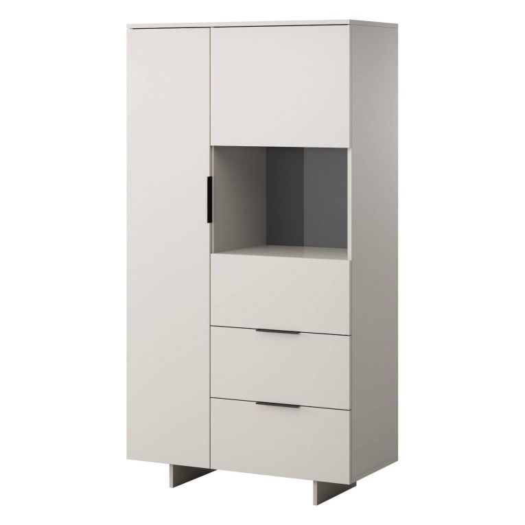 Credenza alta beige 90x41x170h cm 2 ante e 2 cassetti - Rimella