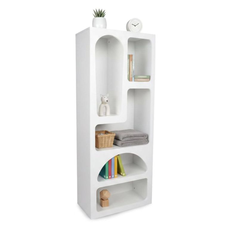 Credenza alta bianca 60x32x150h cm 5 vani - Arsenio
