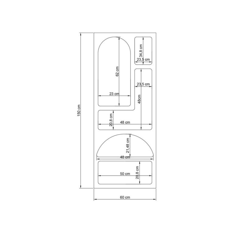 Credenza alta bianca 60x32x150h cm 5 vani - Arsenio