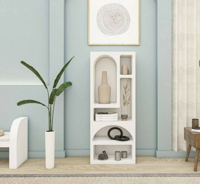 Credenza alta bianca 60x32x150h cm 5 vani - Arsenio