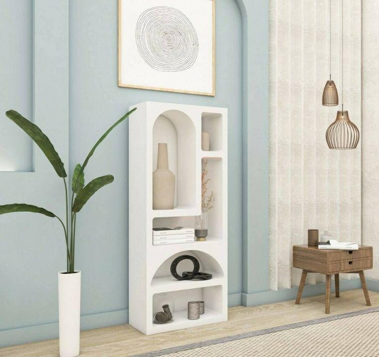 Credenza alta bianca 60x32x150h cm 5 vani - Arsenio