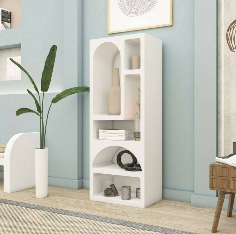 Credenza alta bianca 60x32x150h cm 5 vani - Arsenio