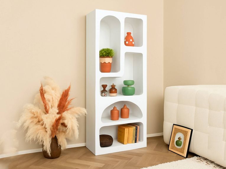 Credenza alta bianca 60x32x150h cm 5 vani - Arsenio