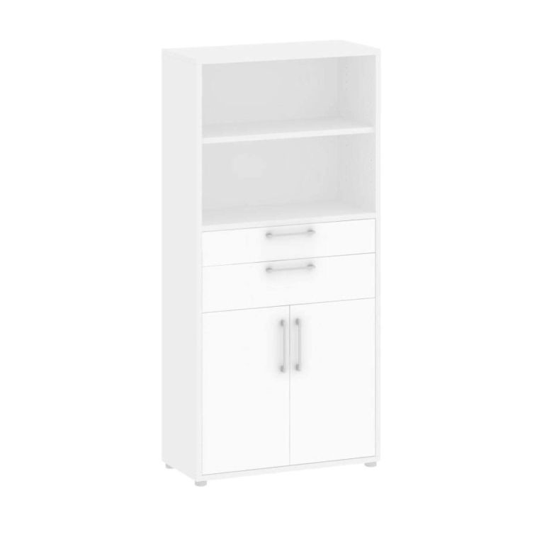 Credenza alta bianca 89x40x185h cm 2 ante e 2 cassetti - Albidona
