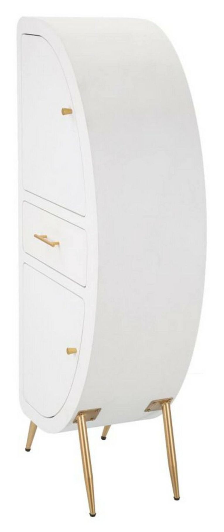 Credenza alta bianca e oro 60x32x133h cm 2 ante e 1 cassetto - Tellier