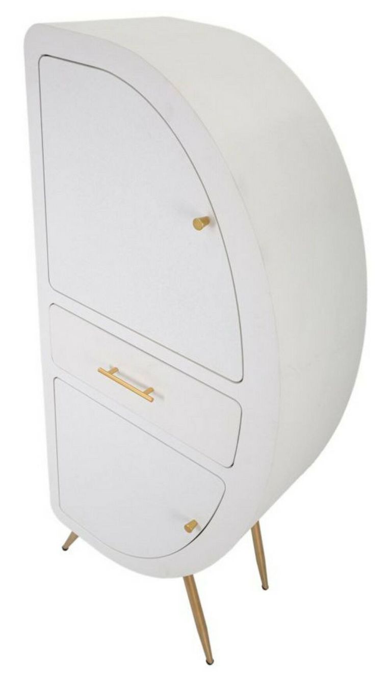 Credenza alta bianca e oro 60x32x133h cm 2 ante e 1 cassetto - Tellier