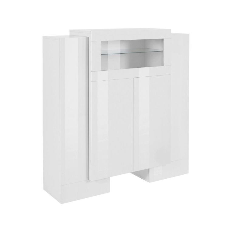 Credenza alta bianco lucida 130x45x135h cm 5 ante - Acquadolce