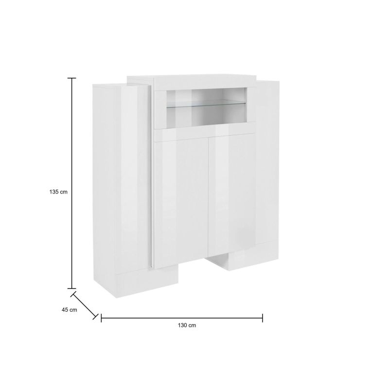 Credenza alta bianco lucida 130x45x135h cm 5 ante - Acquadolce