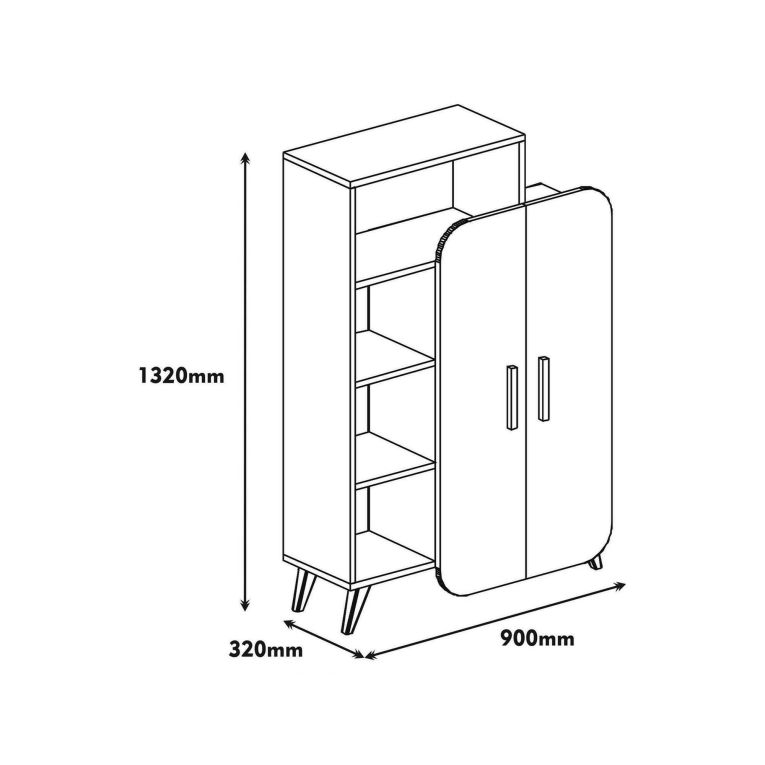 Credenza alta noce e bianca 90x32x132h cm 2 ante - Tormalina