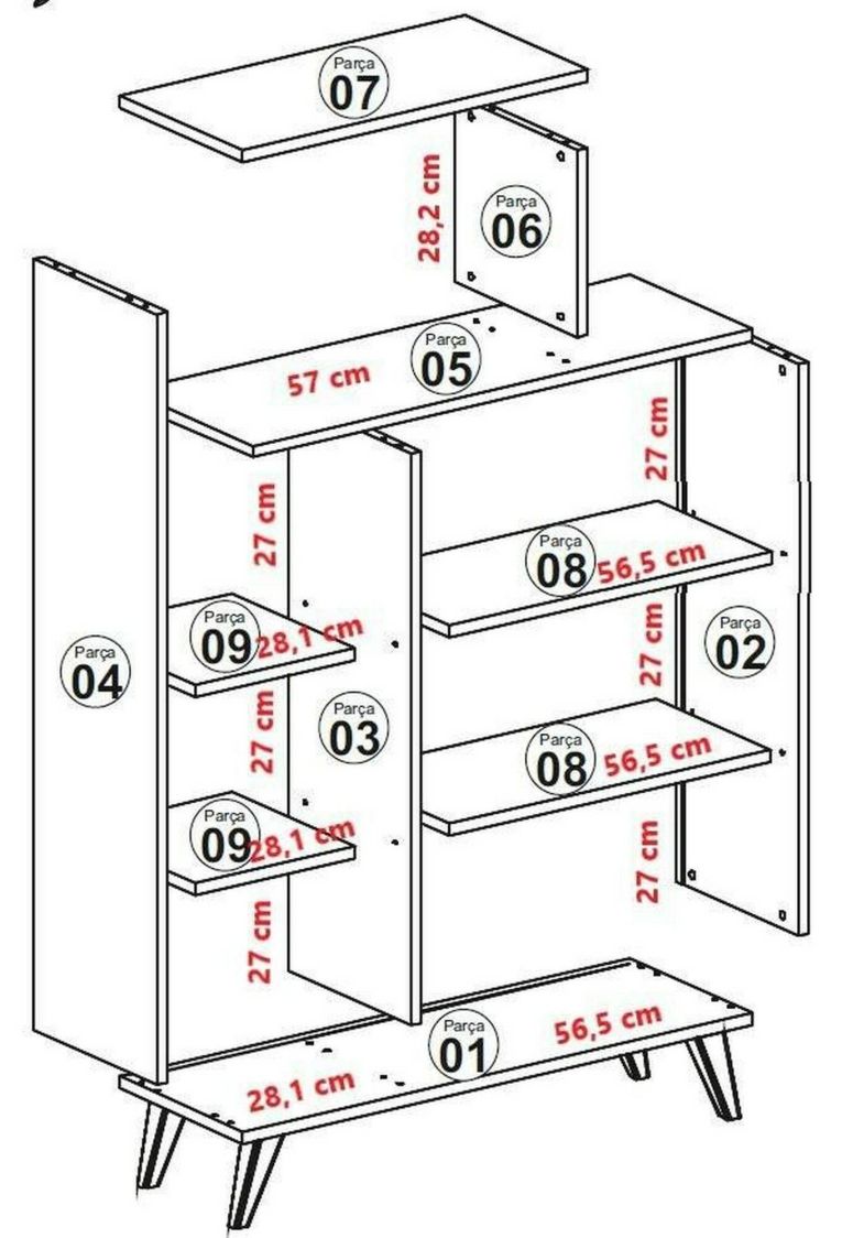 Credenza alta noce e bianca 90x32x132h cm 2 ante - Tormalina