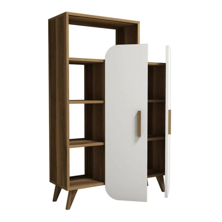 Credenza alta noce e bianca 90x32x132h cm 2 ante - Tormalina