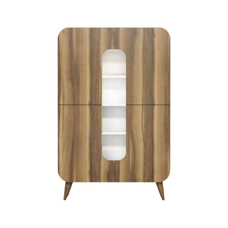 Credenza alta noce e bianca 93x31x144h cm 2 ante - Novella