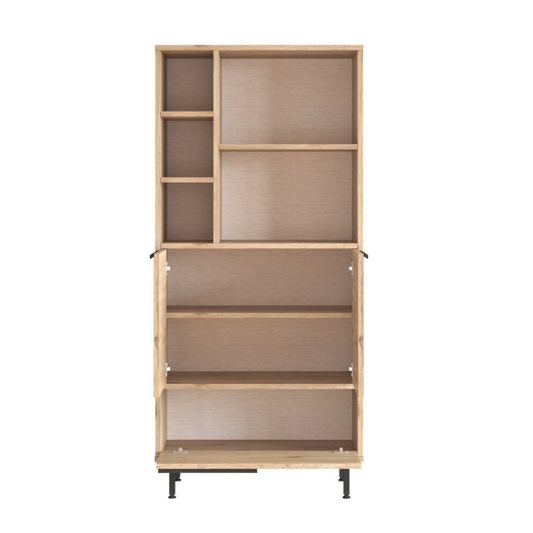 Credenza alta noce e quercia 74x35x161h cm 2 ante - Vinta