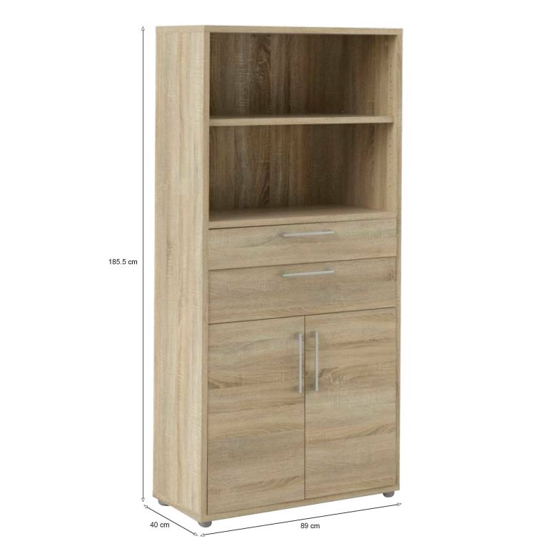 Credenza alta quercia 89x40x185h cm 2 ante e 2 cassetti - Albidona