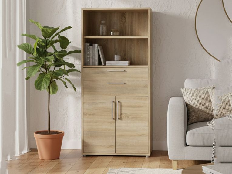 Credenza alta quercia 89x40x185h cm 2 ante e 2 cassetti - Albidona