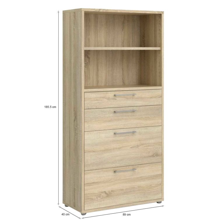 Credenza alta quercia 89x40x185h cm 4 cassetti - Ciudad