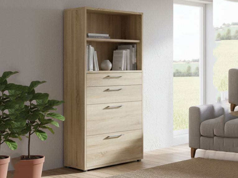 Credenza alta quercia 89x40x185h cm 4 cassetti - Ciudad