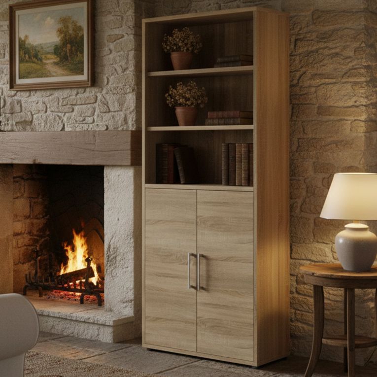 Credenza alta quercia 89x40x221h cm 2 ante - Valsesia