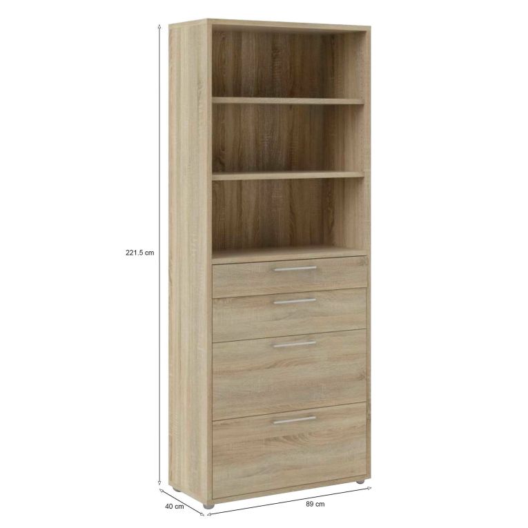 Credenza alta quercia 89x40x221h cm 4 cassetti - Aritzo