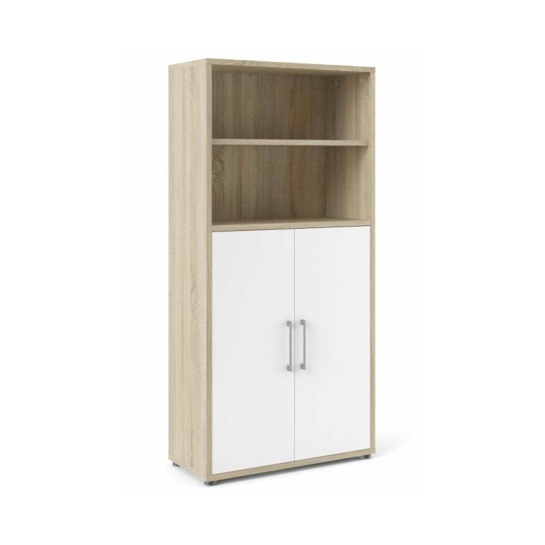 Credenza alta quercia e bianca 89x40x186h cm 2 ante - Saotome