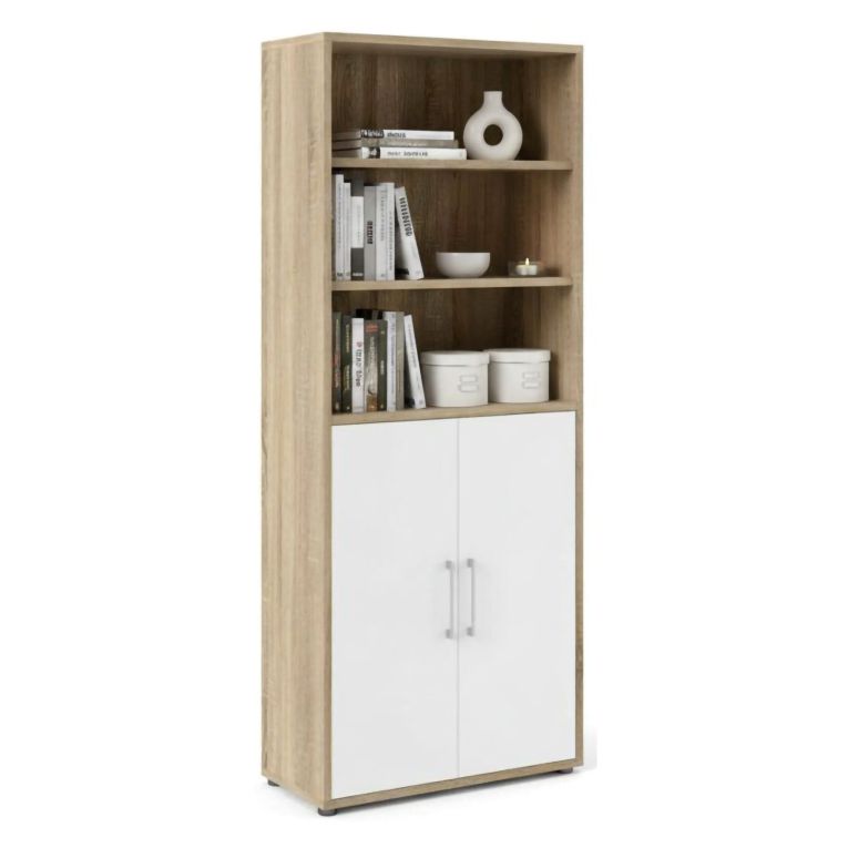 Credenza alta quercia e bianca 89x40x221h cm 2 ante - Valsesia
