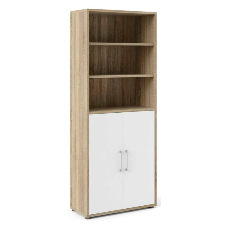 Credenza alta quercia e bianca 89x40x221h cm 2 ante - Valsesia
