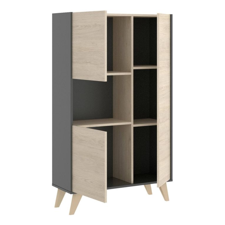 Credenza alta rovere e antracite 81x43x135h cm 3 ante - Crono