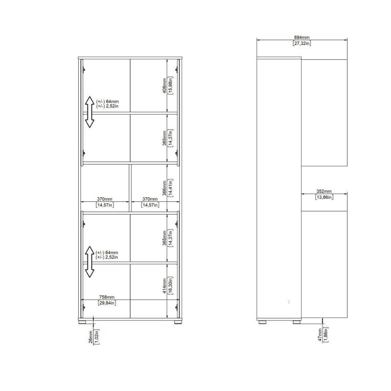Credenza alta rovere e bianca 79x34x204h cm 4 ante - Pierre