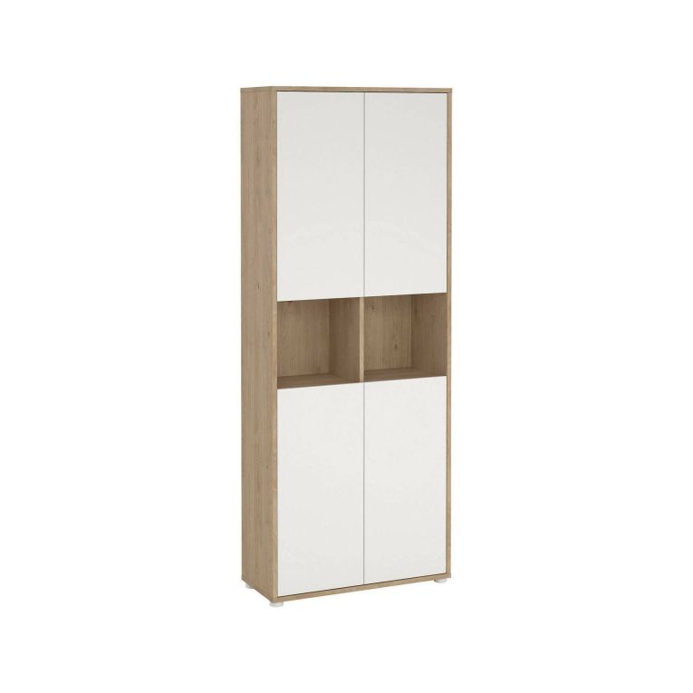 Credenza alta rovere e bianca 79x34x204h cm 4 ante - Pierre