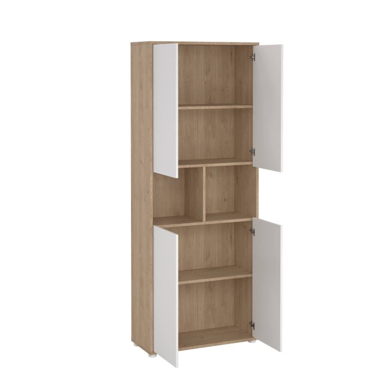 Credenza alta rovere e bianca 79x34x204h cm 4 ante - Pierre