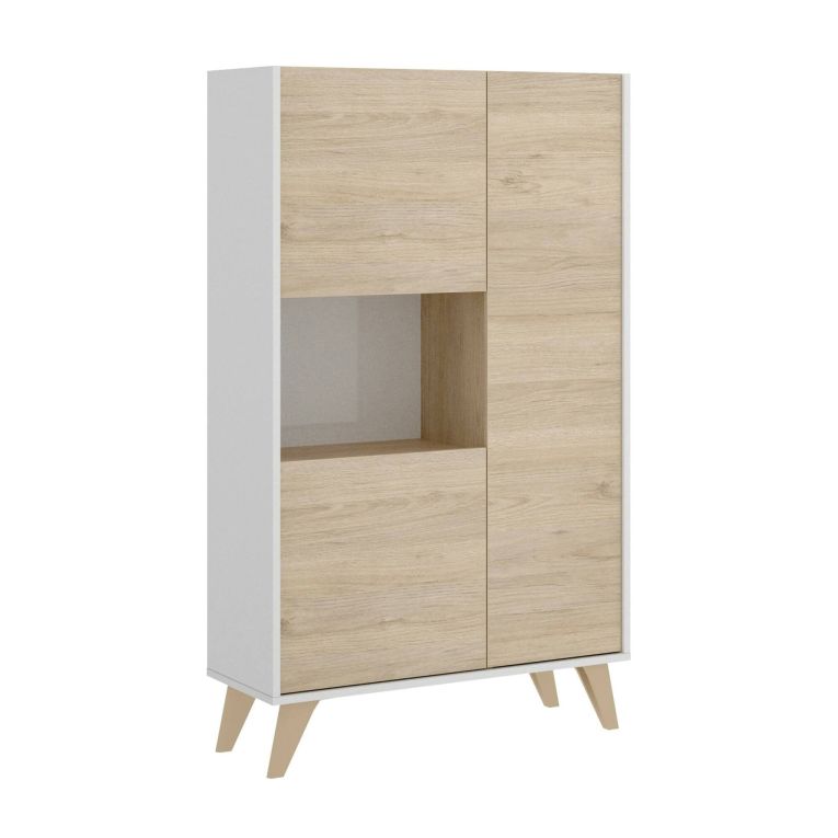 Credenza alta rovere e bianca 81x43x135h cm 3 ante - Crono