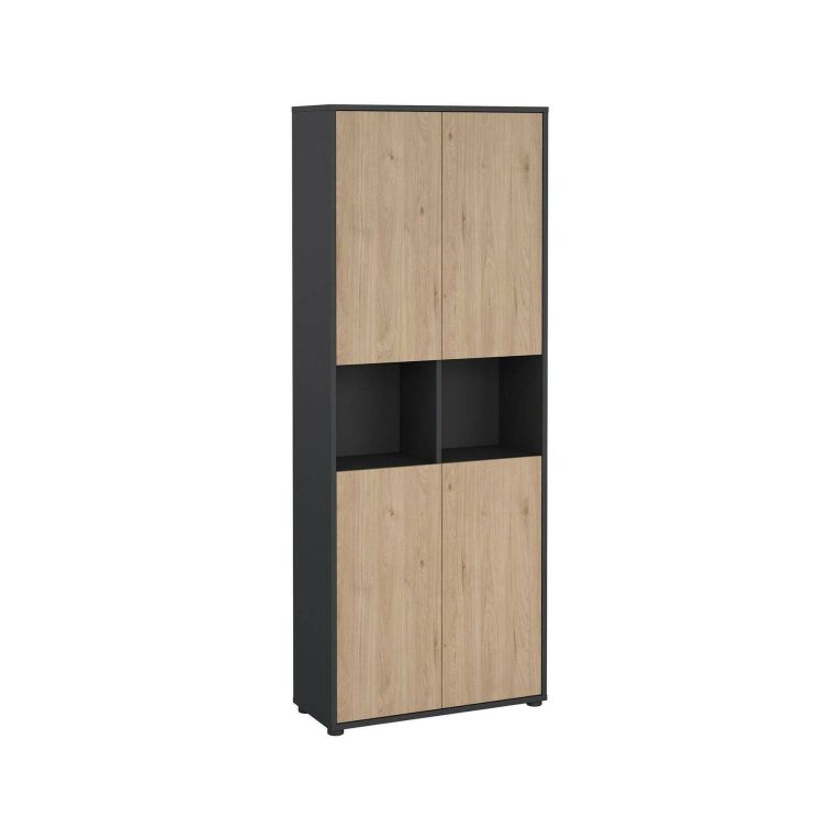 Credenza alta rovere e grigia 79x34x204h cm 4 ante - Pierre