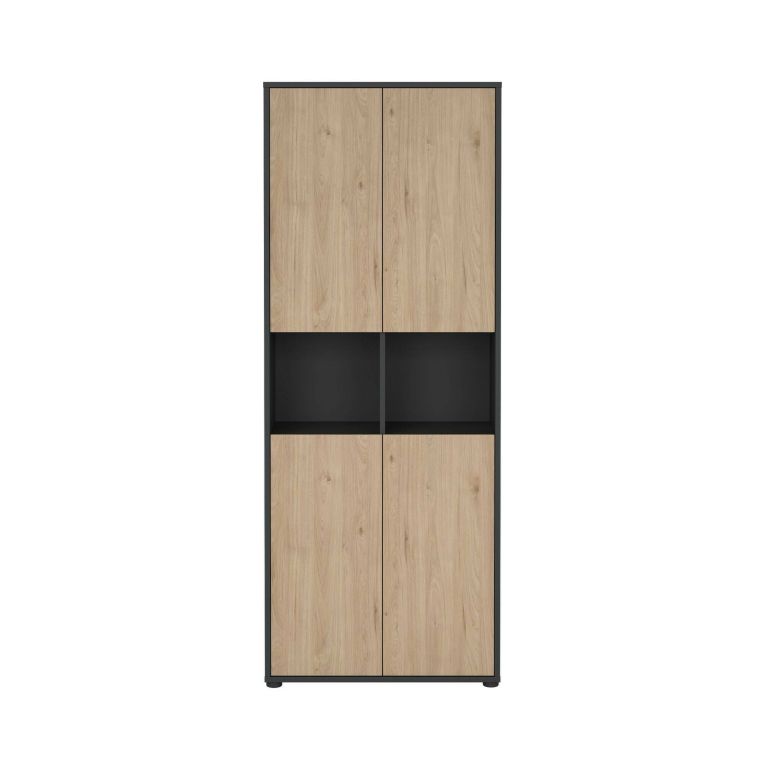 Credenza alta rovere e grigia 79x34x204h cm 4 ante - Pierre