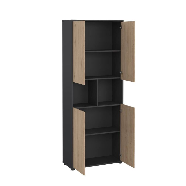 Credenza alta rovere e grigia 79x34x204h cm 4 ante - Pierre