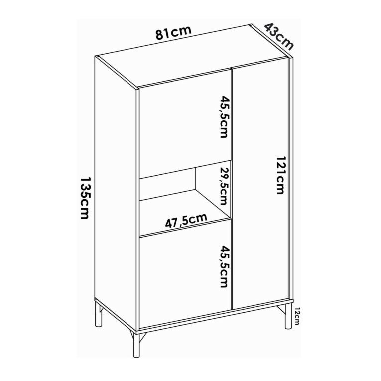 Credenza alta rovere nodi 81x43x135h cm 3 ante - Crono