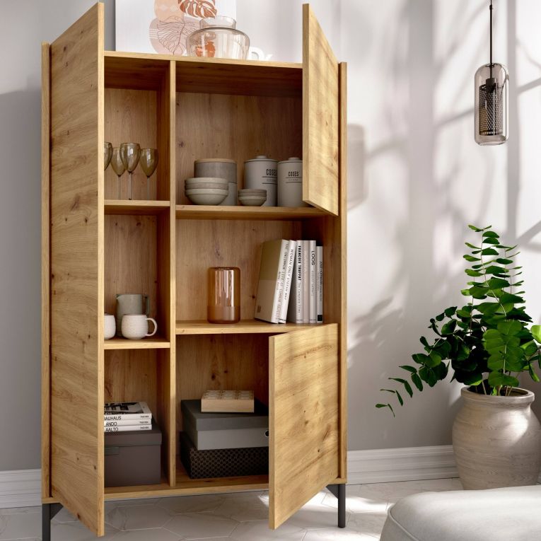 Credenza alta rovere nodi 81x43x135h cm 3 ante - Crono