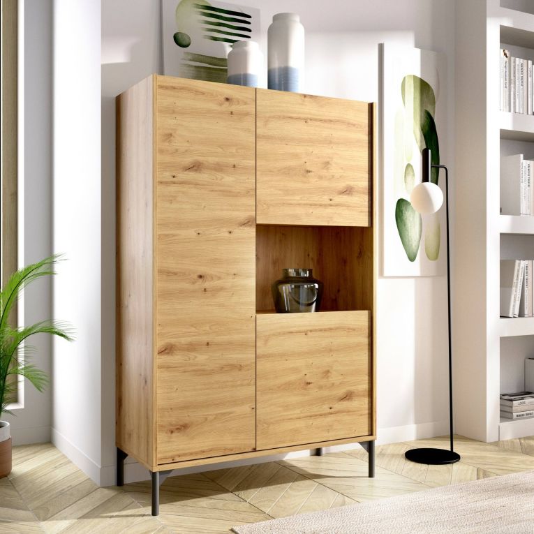Credenza alta rovere nodi 81x43x135h cm 3 ante - Crono