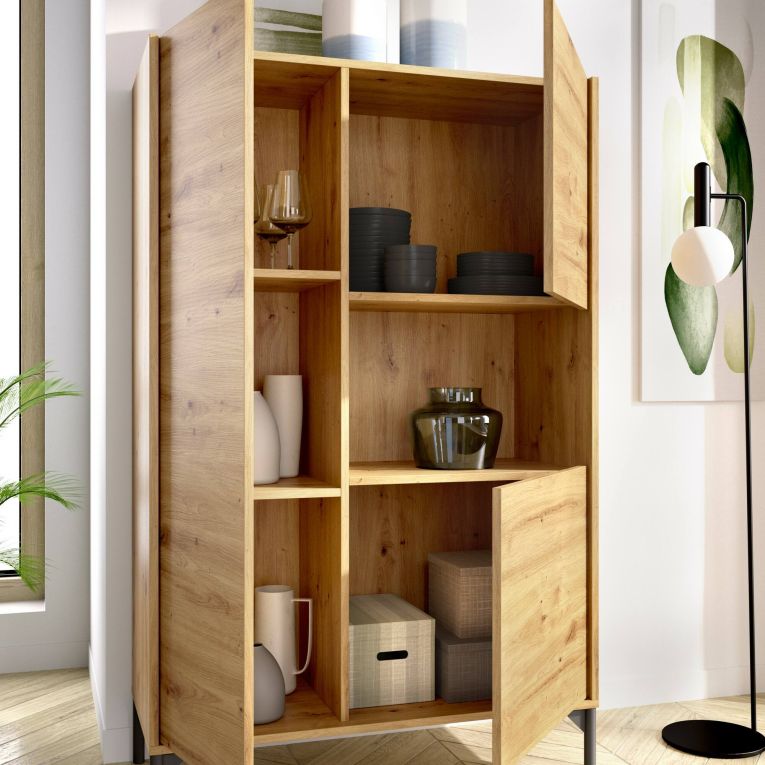 Credenza alta rovere nodi 81x43x135h cm 3 ante - Crono