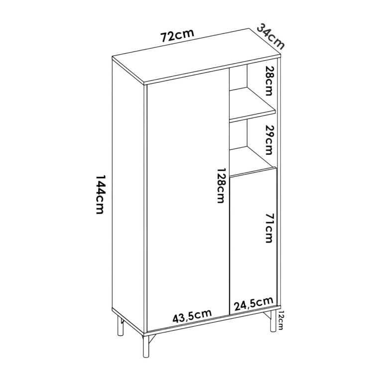 Credenza alta rovere nodi e antracite 72x33x143h cm 2 ante - Akilina